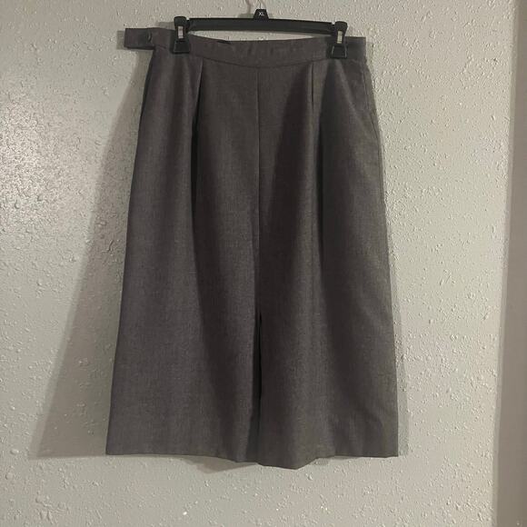 Vtg I. Magnin Women's Grey Wool Knee Length Skirt Sz10 Dark Feminine Elegant - Picture 5 of 11